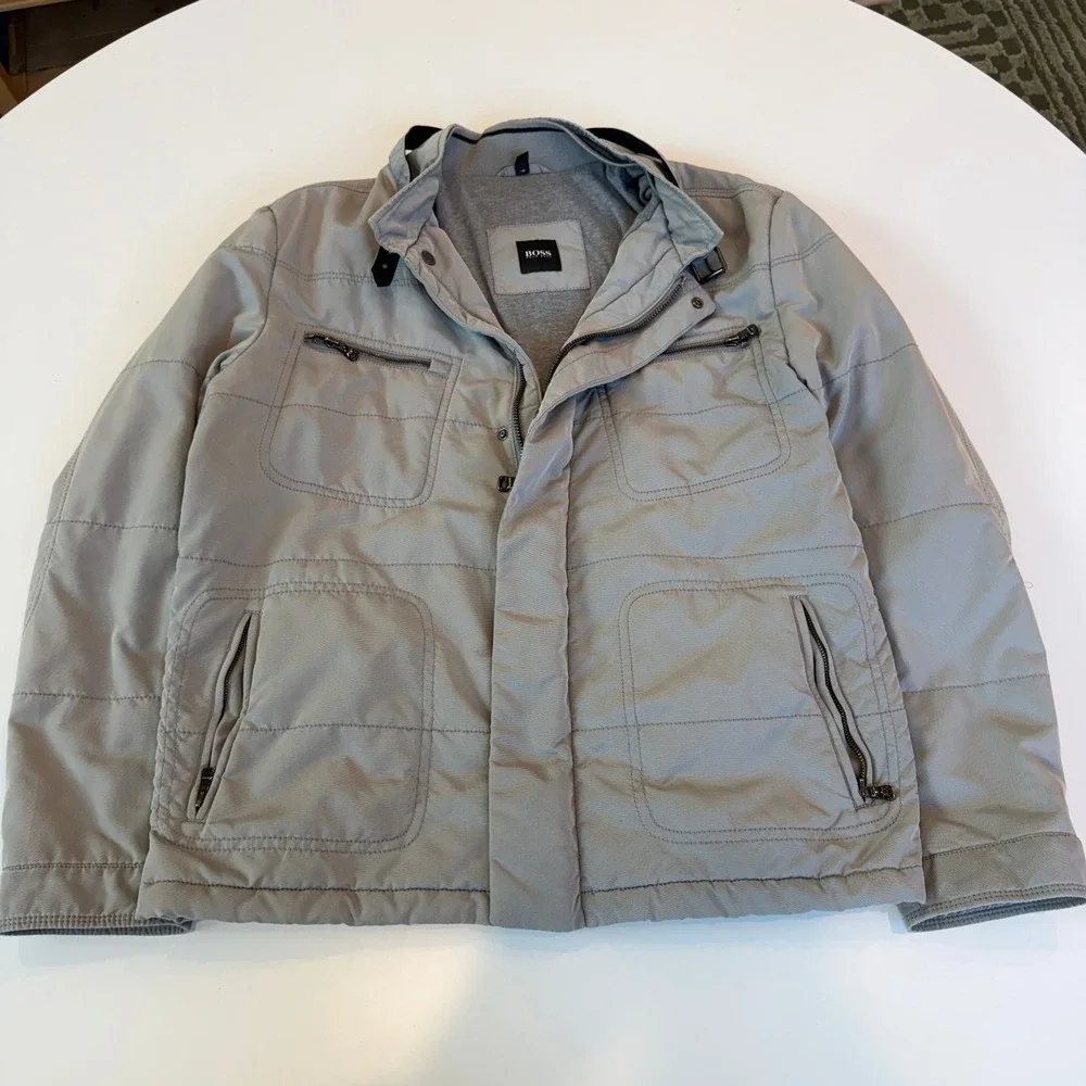 Hugo Boss Tapay-W 50189862 Grey Polyester Quilted Field Jacket Mens 42R